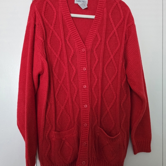 Red Cable Knit Cardigan Sweater size 2X - Picture 12 of 12